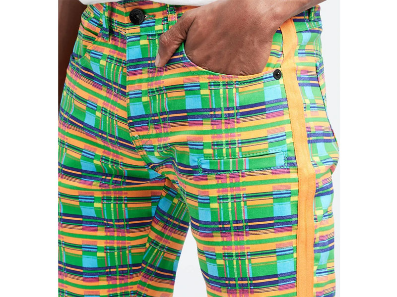 Decibel Men's Plaid Pants With Orange Tape