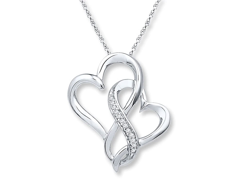 Women's Infinity Heart Necklace 1/20 ct tw Diamonds Sterling Silver