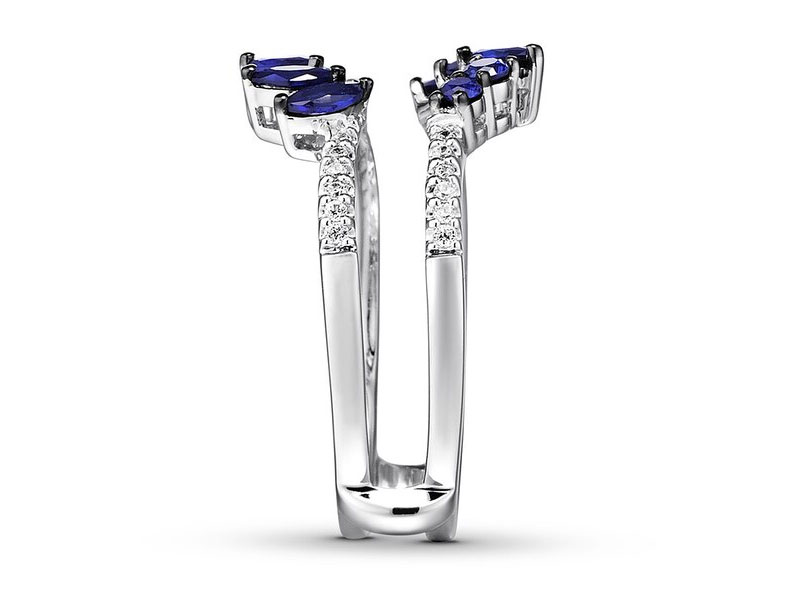 Women's Natural Sapphire Enhancer Ring 1/8 ct tw Diamonds 14K White Gold