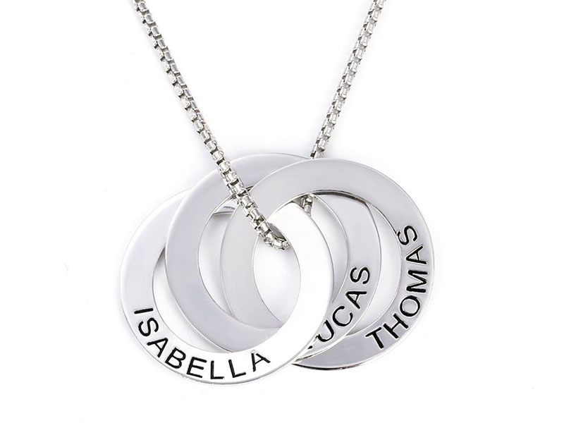 Women's Jeulia Russian Ring Engraved Necklace Sterling Silver