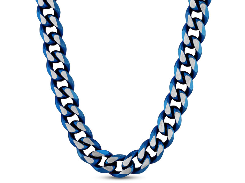 Men's Chain Necklace Stainless Steel/Blue Ion Plating 24