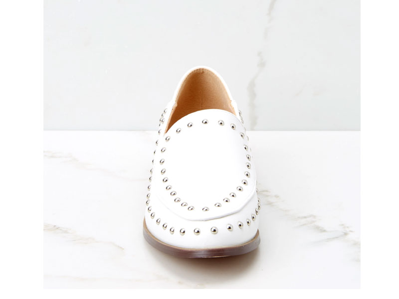 Women's Steps Ahead White Studded Loafers