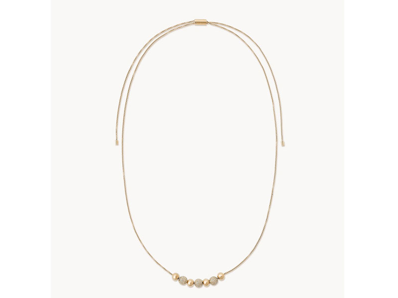 Michael Kors Brilliance Gold-Tone Pavé Beaded Adjustable Slider Necklace