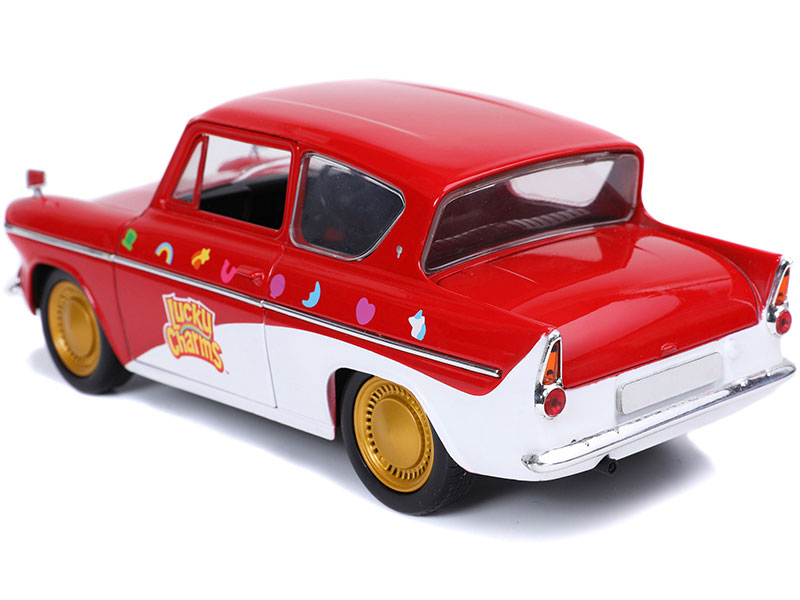 1959 Ford Anglia Red and White Car Diecast Model Car By Jada
