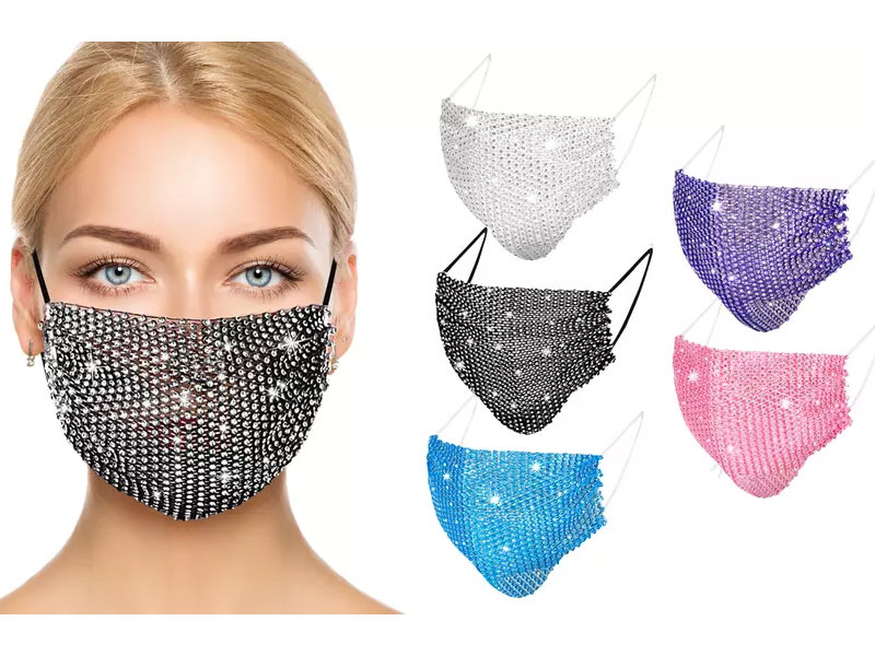 5-Pack Rhinestone Crystal Face Cover For Women