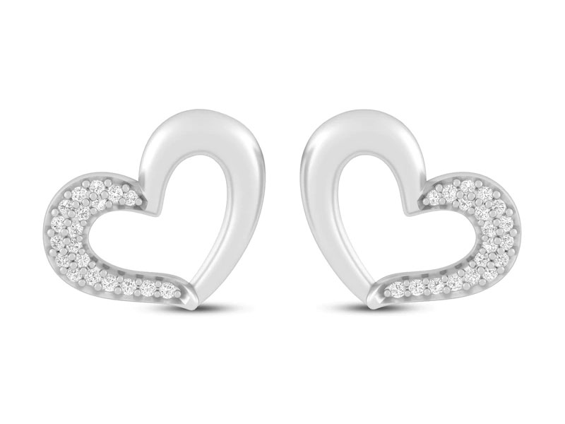 Women's Diamond Heart Earrings 1/10 ct tw Sterling Silver