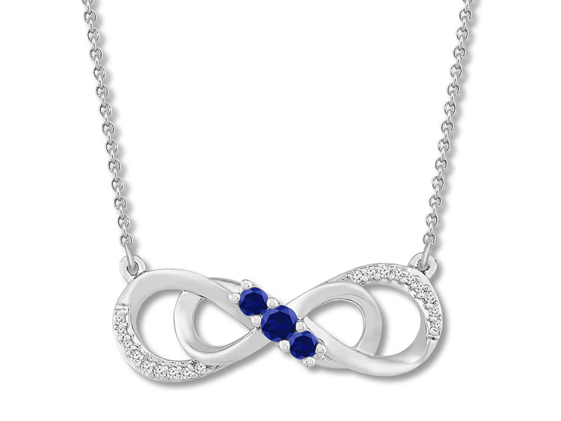Jared Women's Lab-Created Sapphire Infinity Necklace Sterling Silver