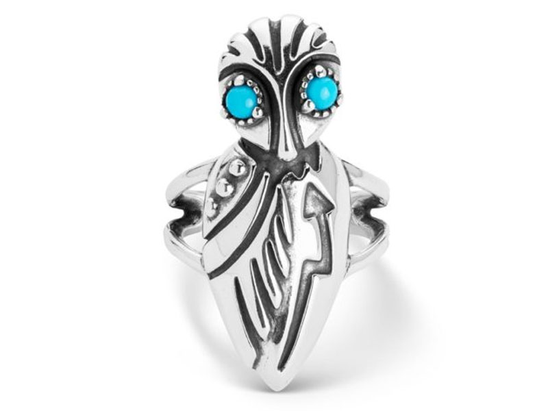 American West Jewelry Women's Sterling Silver Gemstone Owl Ring Size 5 to 10