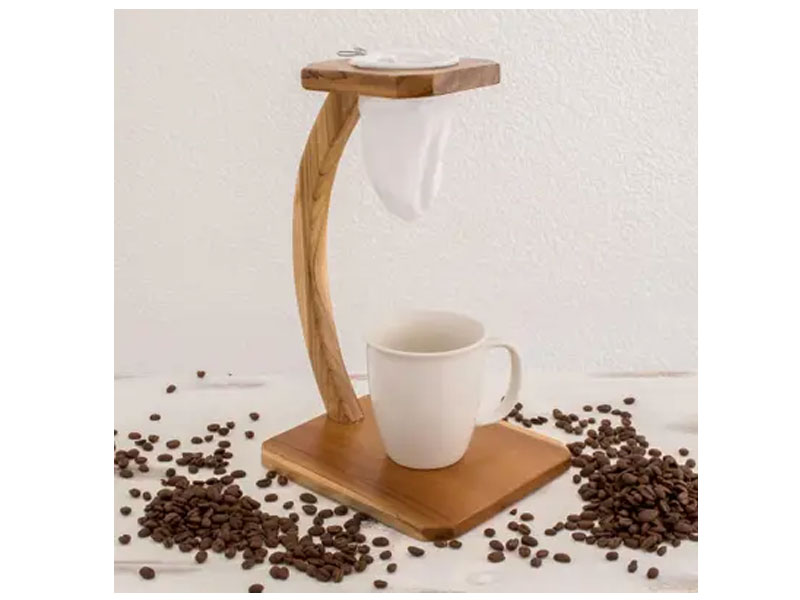 Single Serve Teak Drip Coffee Stand Coffee Fragrance