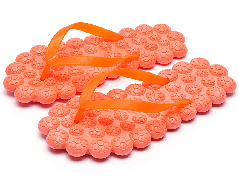 Women's Orange PVC Fashion Casual Massage Flat Slippers