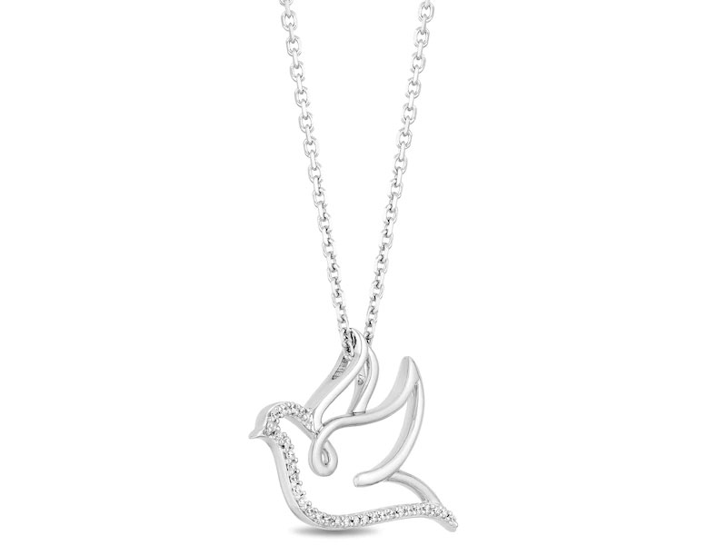 Women's Hallmark Diamonds Dove Necklace 1/15 ct tw Sterling Silver