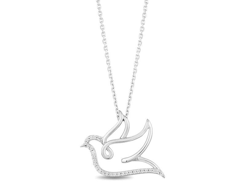 Women's Hallmark Diamonds Dove Necklace 1/15 ct tw Sterling Silver