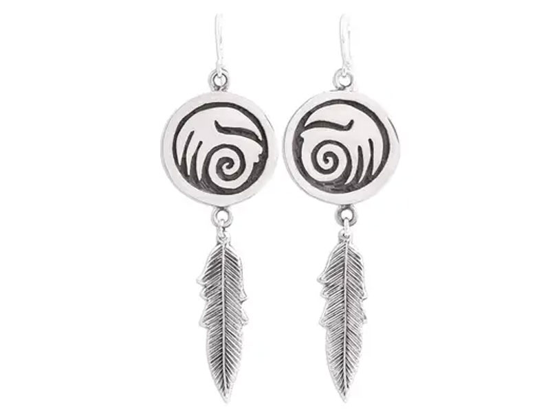 Navajo Sterling Silver Wave Dangle Earrings from Mexico Navajo Currents