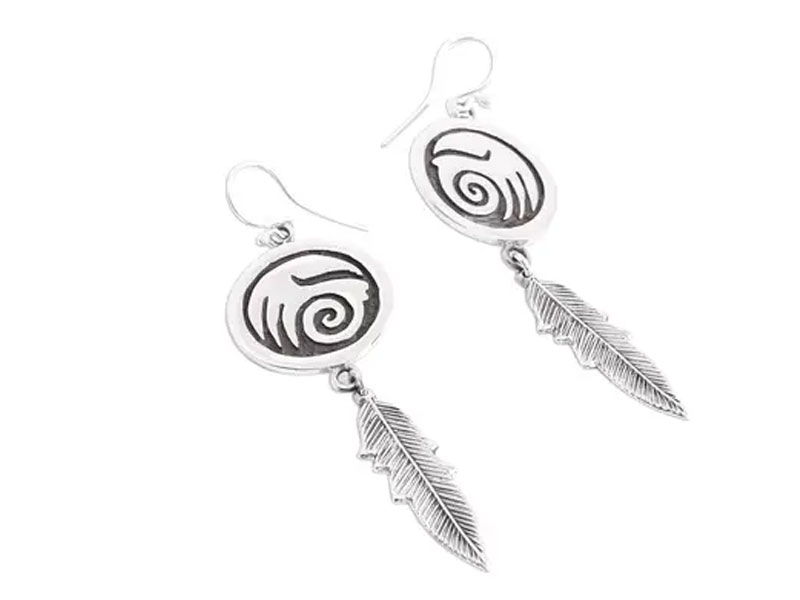 Navajo Sterling Silver Wave Dangle Earrings from Mexico Navajo Currents