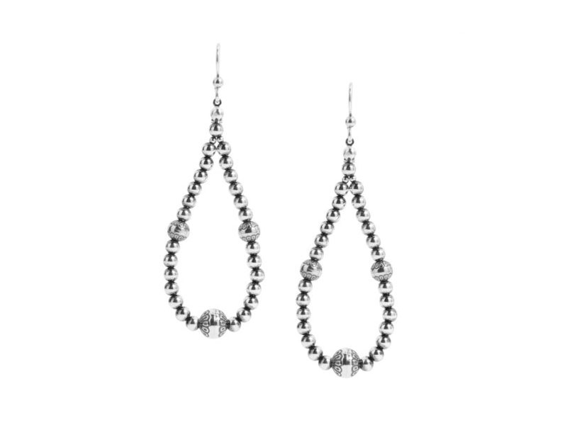 American West Jewelry Women's Sterling Silver Hoop Dangle Earrings