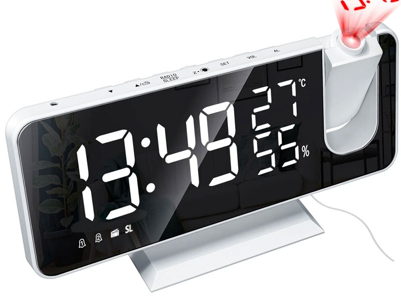 LED Mirror Alarm Clock Big Screen Temperature