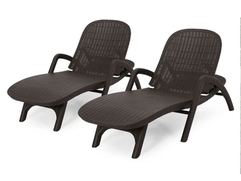 Farirra Outdoor Faux Wicker Chaise Lounges Set of 2