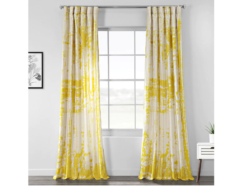 Arcade Yellow Digital Printed Cotton Twill Curtain