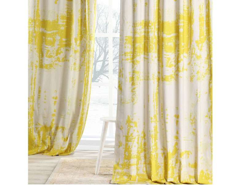 Arcade Yellow Digital Printed Cotton Twill Curtain