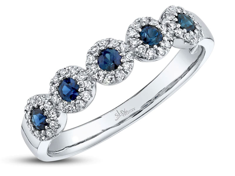 Jared Women's Shy Creation Sapphire Ring 1/8 ct tw Diamonds 14K White Gold