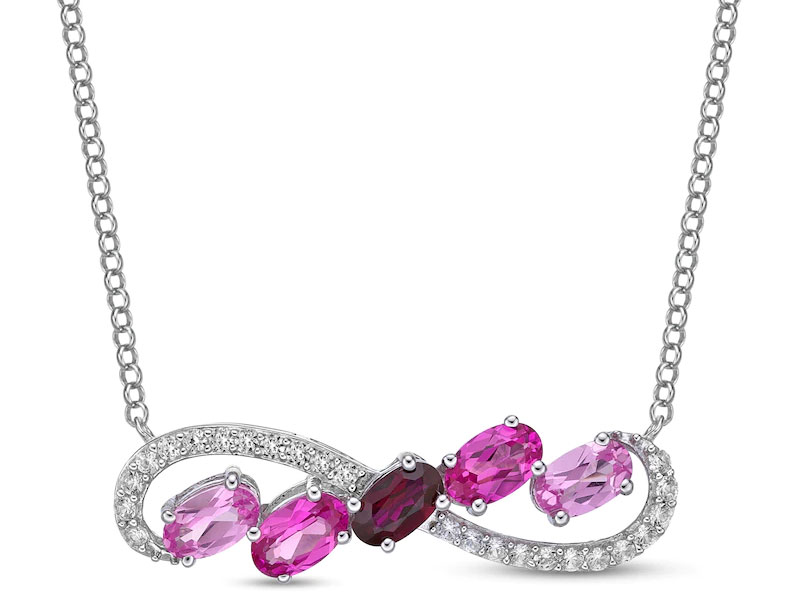 Women's Vibrant Shades Ruby Shades Necklace Sterling Silver 18