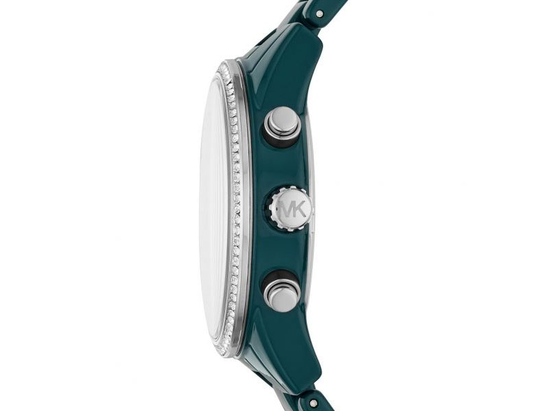 Ladies' Michael Kors Ritz Chronograph Pavé Teal Stainless Steel Bracelet Watch