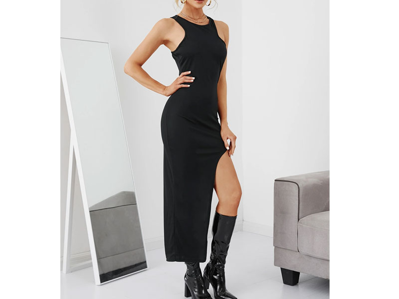 Women's Black Cut Out Asymmetric Dress
