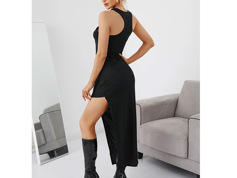 Women's Black Cut Out Asymmetric Dress
