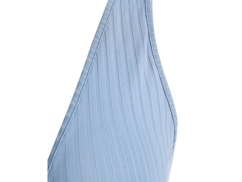 Women's Rib-knit Twist Cutout Split Side Slinky Tank Dress Light Blue S
