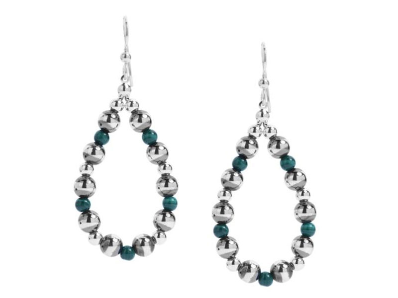 Women's American West Jewelry Sterling Silver Green Hoop Dangle Earrings