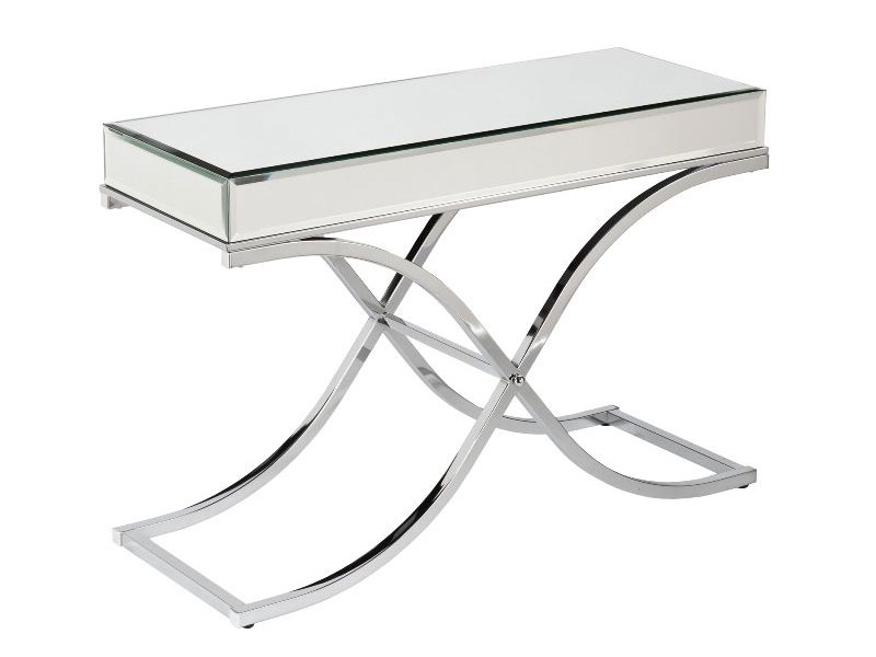 Ava Mirrored Console Table Chrome Southern Enterprises CK4373