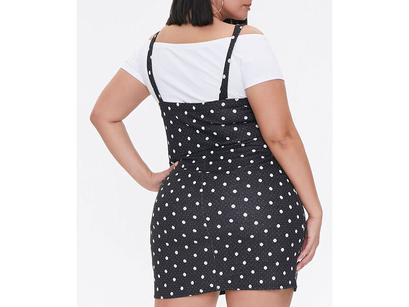 Women's Plus Size Polka Dot Pinafore Dress