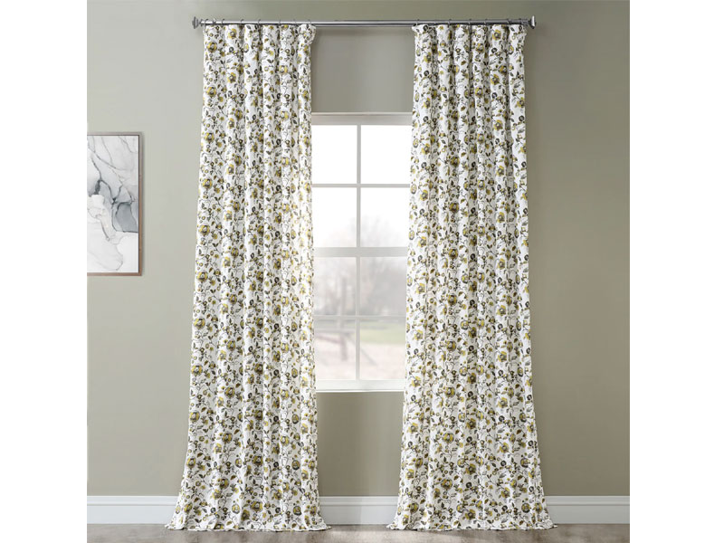 Madison Gold and Grey Digital Printed Cotton Twill Curtain