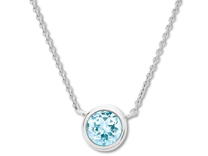 Women's jared Aquamarine Necklace Bezel-set 10K White Gold