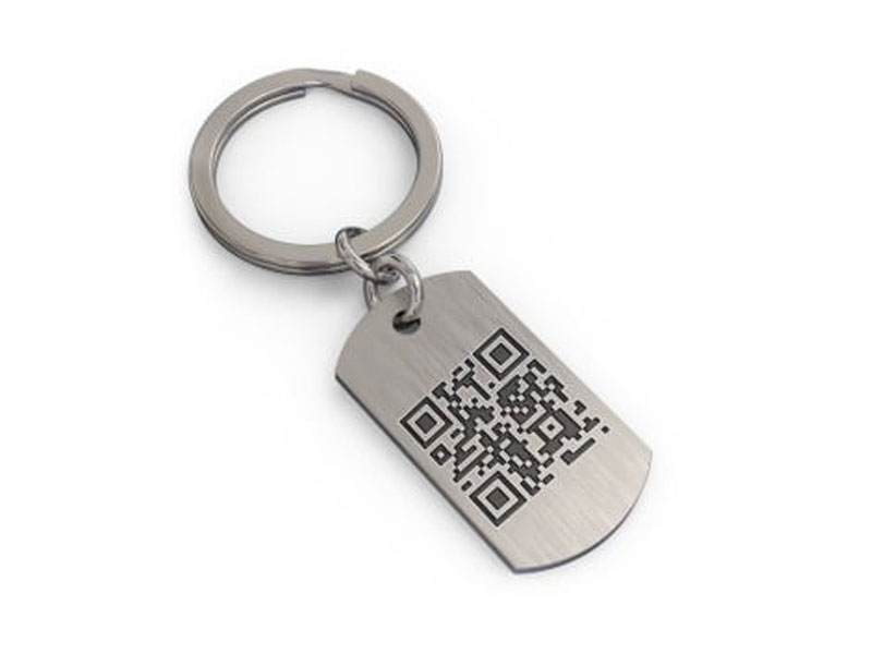 Engravable QR Code Dog Tag Keychain