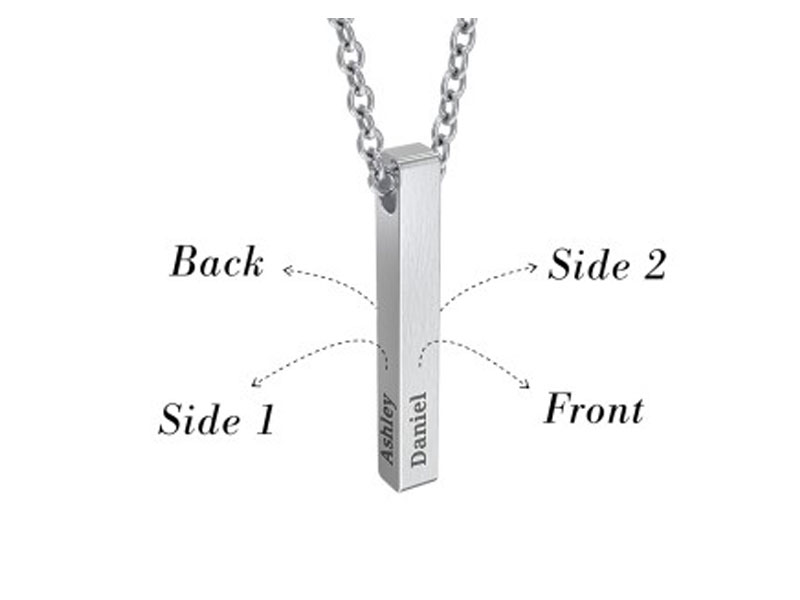 Men's Engravable Vertical 3D Bar Necklace