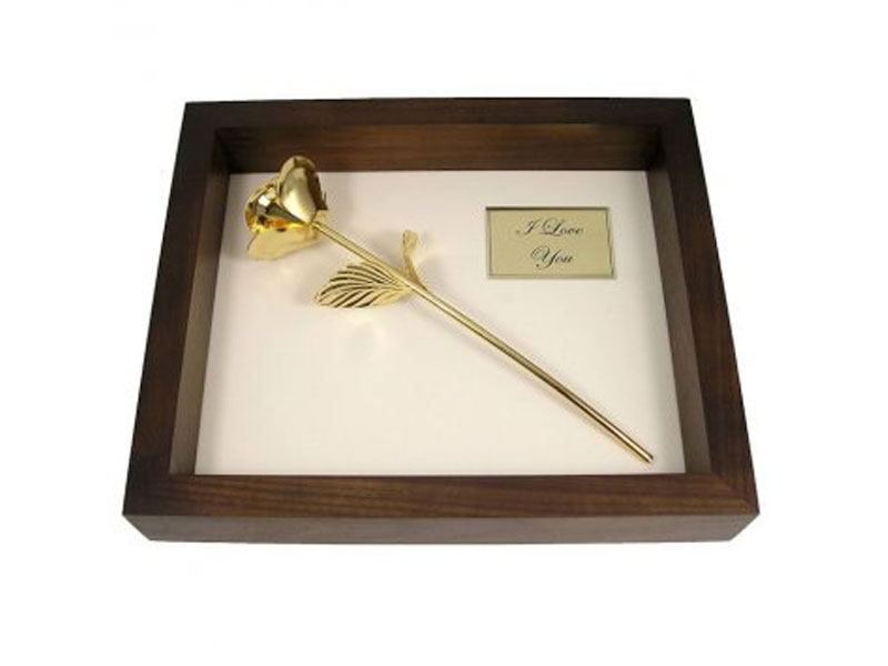 Gold or Silver Heirloom Rose in Personalized Shadow Box