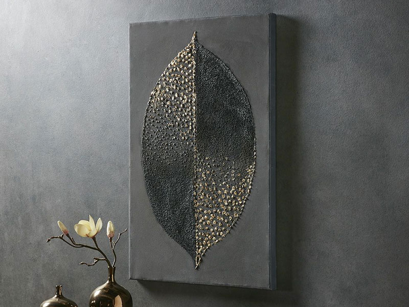 Madison Park Heavy Textured Canvas w/ Gold Foil Embellishment in Charcoal