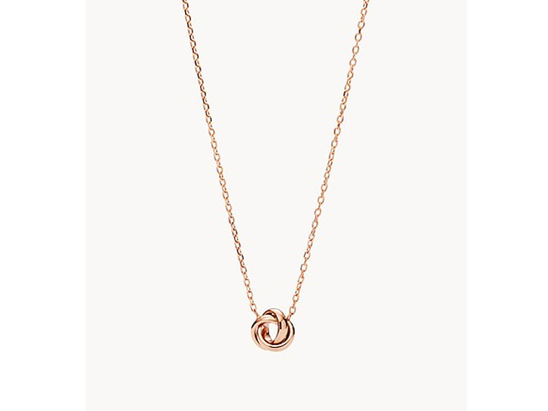 Fossil Women's Flex Knot Rose Gold-Tone Steel Necklace