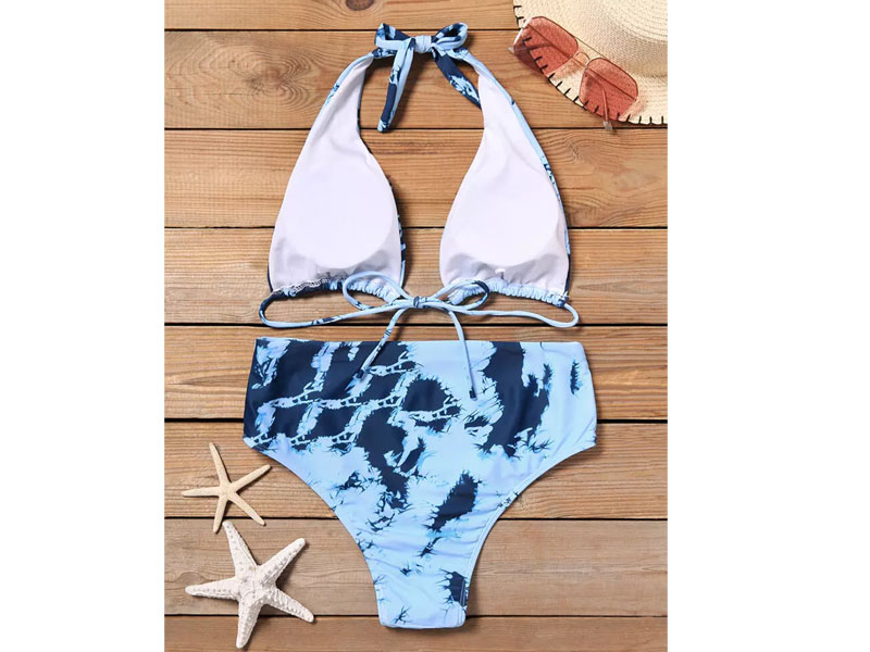 Women's Printed Halter Bikini Set Blue