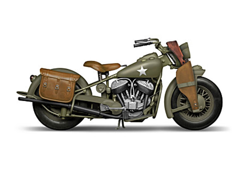 Indian Motorcycle Sculpture With Military Paint Scheme