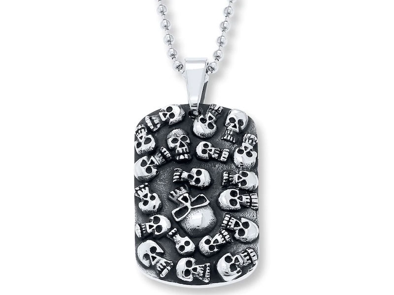 Men's Dog Tag Necklace Stainless Steel 22