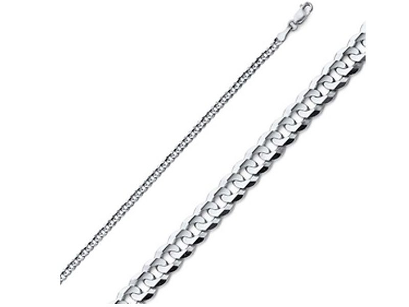 2.5mm 14K White Gold Concave Curb Cuban Link Chain Necklace 16-30in