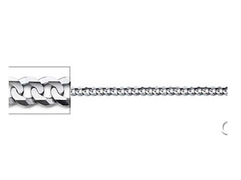 2.5mm 14K White Gold Concave Curb Cuban Link Chain Necklace 16-30in