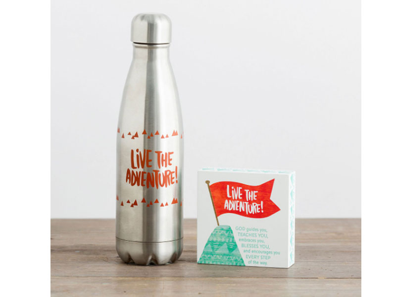 Live the Adventure! Water Bottle & Plaque Gift Set