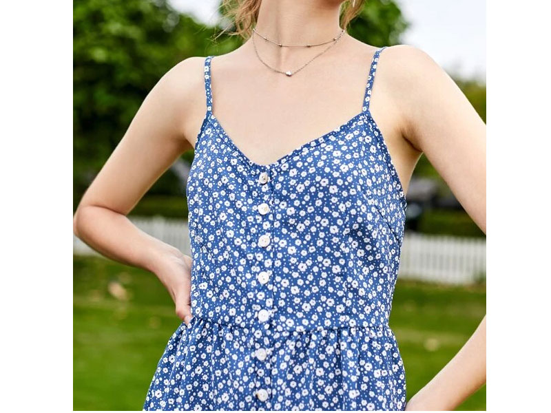 Ditsy Floral Button Front Romper For Women