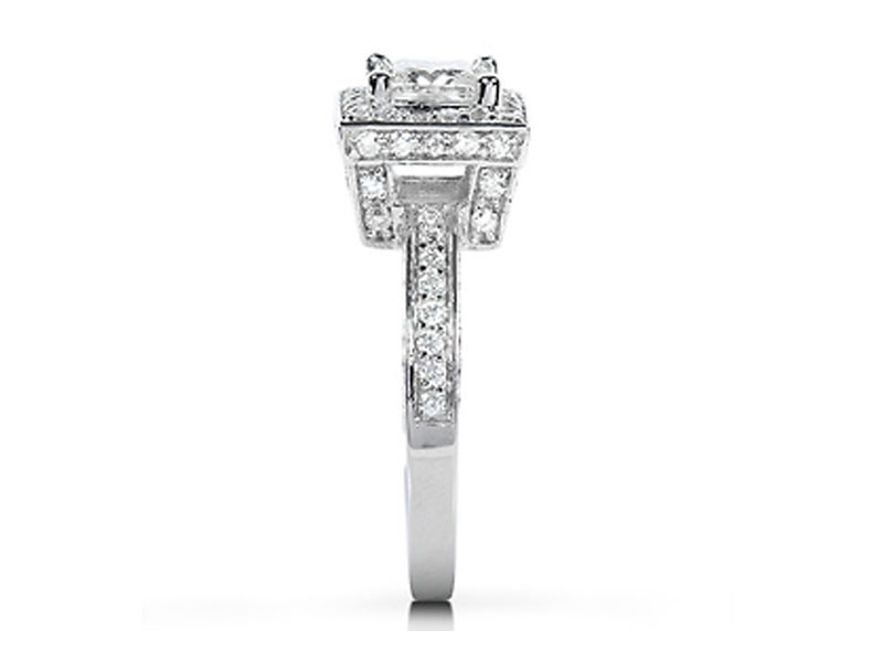 Vintage Style Halo Princess-Cut Diamond Engagement Ring 1ct TW 14K White Gold