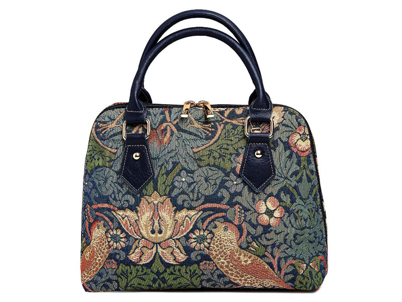 Signare Strawberry Thief Tapestry Double-Zipper Handbag For Women
