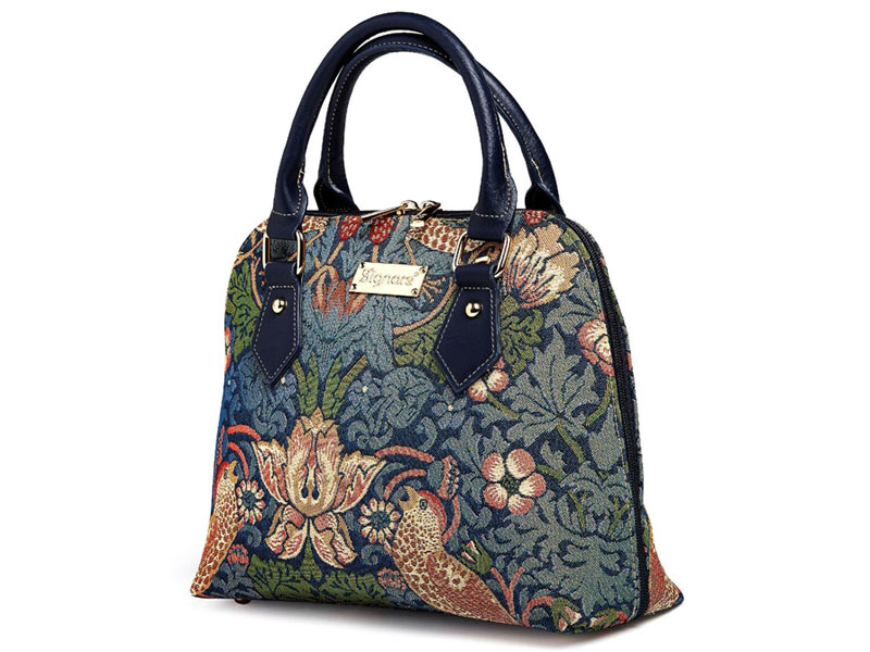 Signare Strawberry Thief Tapestry Double-Zipper Handbag For Women