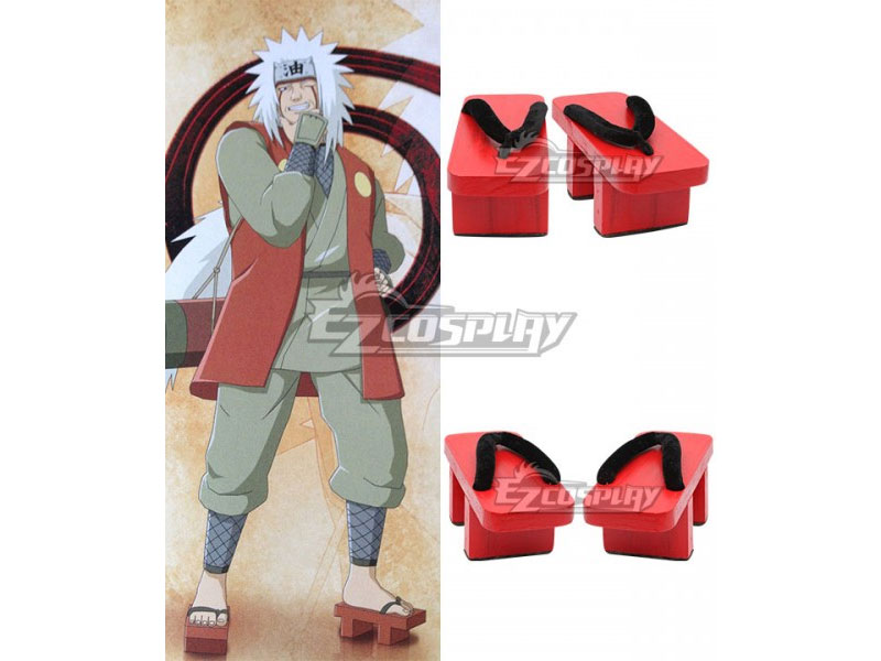 Naruto Jiraiya Konohagakure's Sennin Three Ninja Cosplay Red Shoes